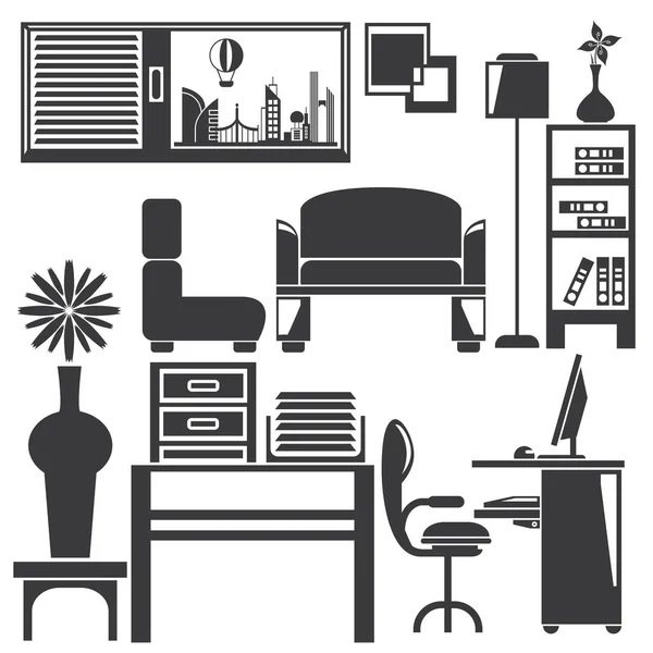 Conjunto Iconos Vectoriales Simples Decoración Del Hogar Estilo Moderno — Vector de stock