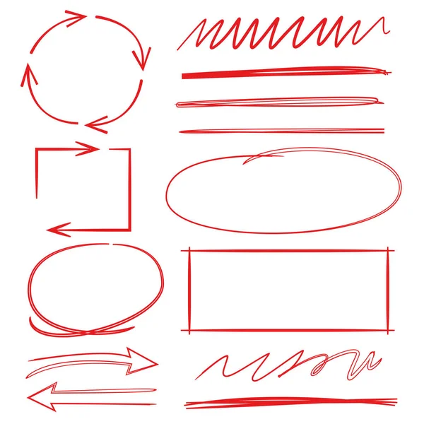 Souligne Brosse Ligne Cercle Marqueur Rectangle Pour Mettre Évidence Mettre — Image vectorielle