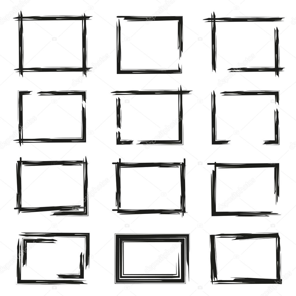 black grunge frame set