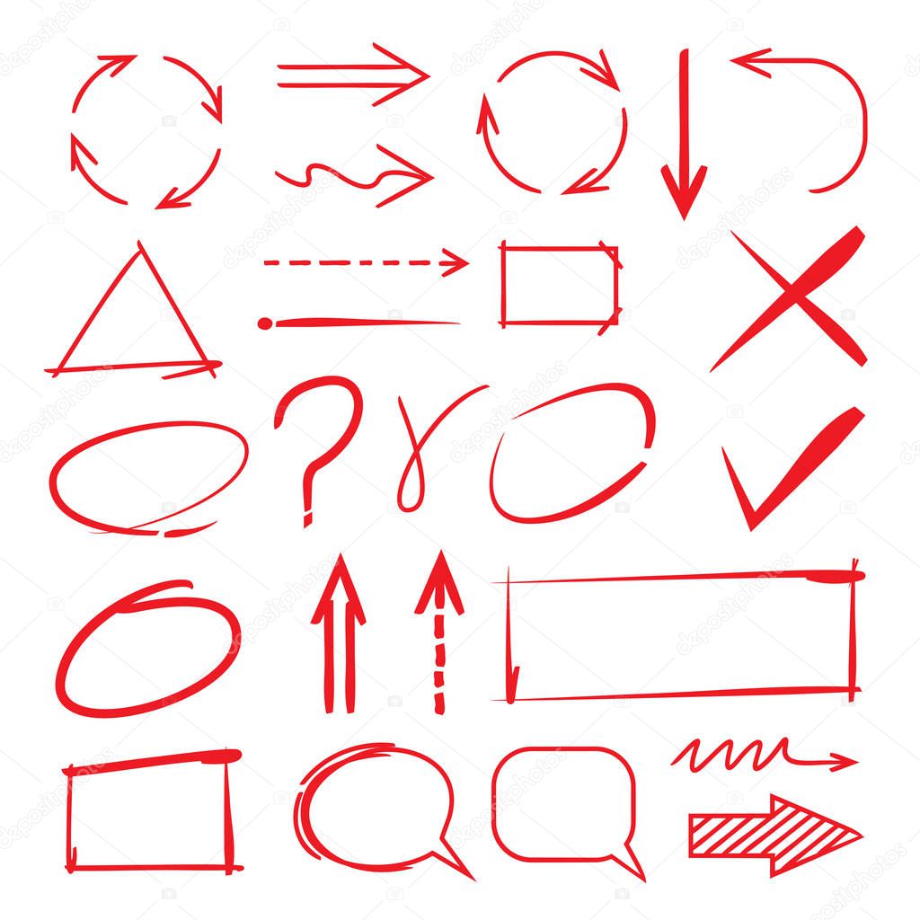 hand drawn marker elements, simply vector illustration