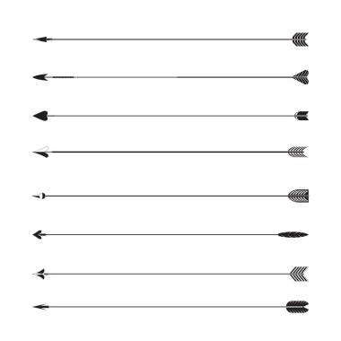 Ok simgelerinin vektör illüstrasyonu ayarlandı