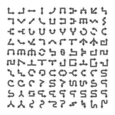 Ok simgelerinin vektör illüstrasyonu ayarlandı