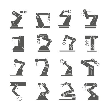 Robotik kol simgeleri, vektör illüstrasyon 