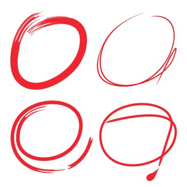 kırmızı el işaretleyici elementler, boş daireler ve ovalar