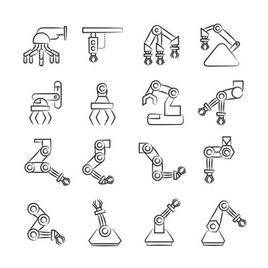Robotik kol simgeleri, vektör illüstrasyon 