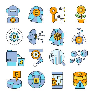 cryptocurrency simgelerinin vektör çizimi