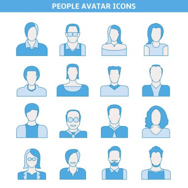 avatar seti, vektör illüstrasyon 