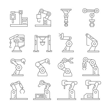 Robotik kol simgeleri, vektör illüstrasyon 