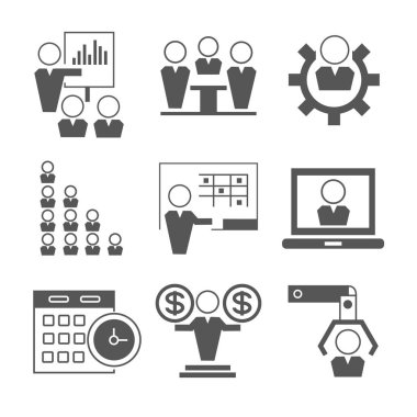 iş kavramı, vektör illüstrasyon. Simgeler ayarlandı