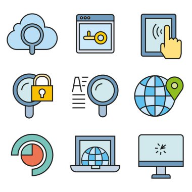 iş çizgisi simgeleri kümesi, vektör çizimi