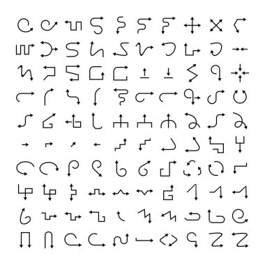 Ok simgelerinin vektör illüstrasyonu ayarlandı