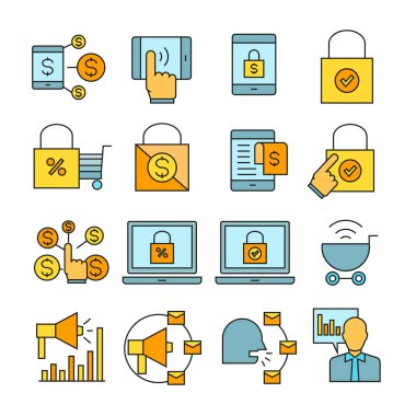 iş simgeleri kümesi, vektör illüstrasyonu