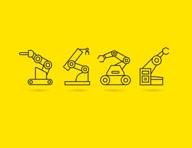 Robotik kol simgeleri, vektör illüstrasyon 