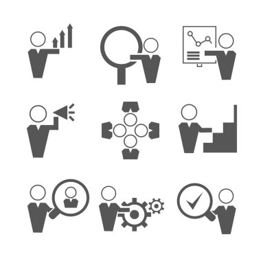 iş kavramı, vektör illüstrasyon. Simgeler ayarlandı