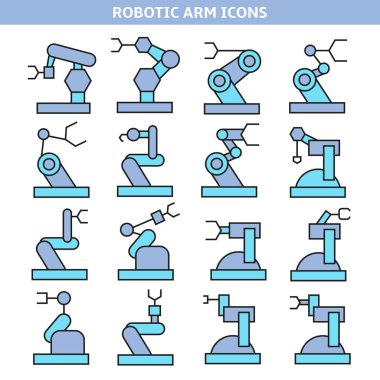 Robotik kol simgeleri, vektör illüstrasyon 