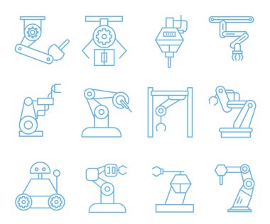 Robotik kol simgeleri, vektör illüstrasyon 