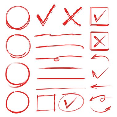 hand drawn marker elements, simply vector illustration clipart