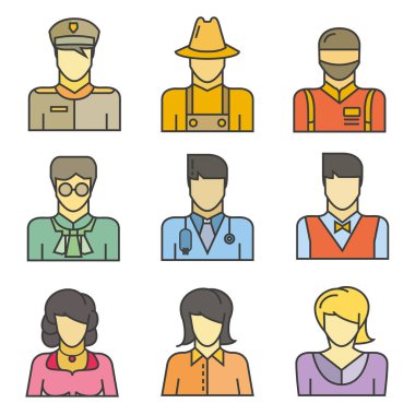 avatar seti, vektör illüstrasyon 