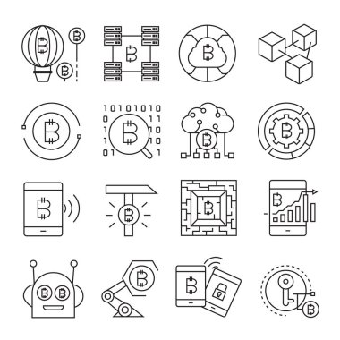 cryptocurrency simgelerinin vektör çizimi