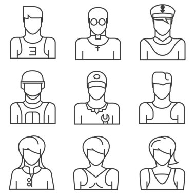 avatar seti, vektör illüstrasyon 