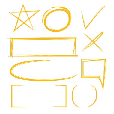 el çizilmiş işaret elemanları, kene işareti, daire, dikdörtgen işaretçi