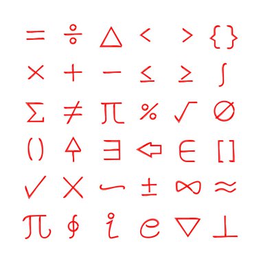 el çizimi matematik işaretleri vektör illüstrasyonu