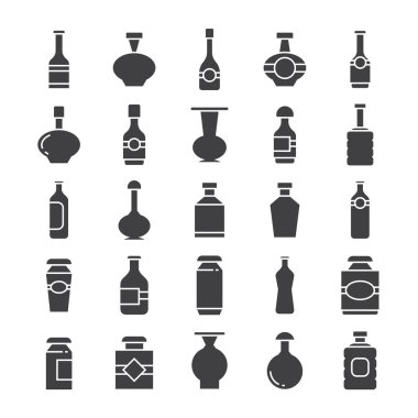 şişe vektör Illustration, simgeler ayarlamak