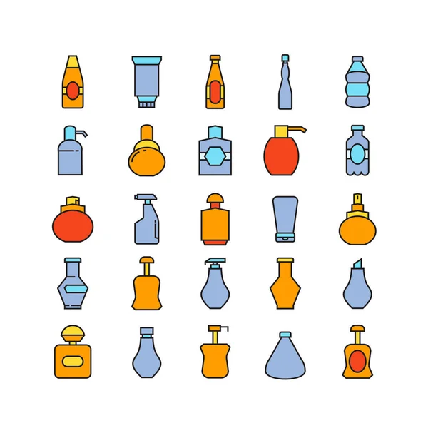 Un conjunto de botellas, latas y frascos para cosméticos, higiene y