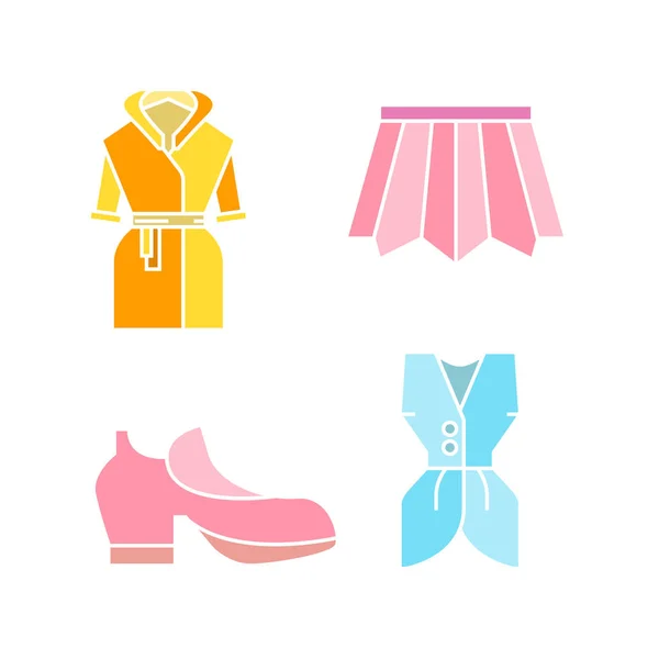 Stoff Hemd Mode Kleidungsstück Web Symbole Gesetzt Vektorillustration — Stockvektor