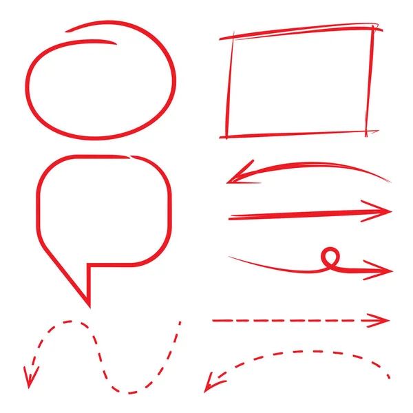 Flechas Círculos Rojos Dibujados Mano — Archivo Imágenes Vectoriales