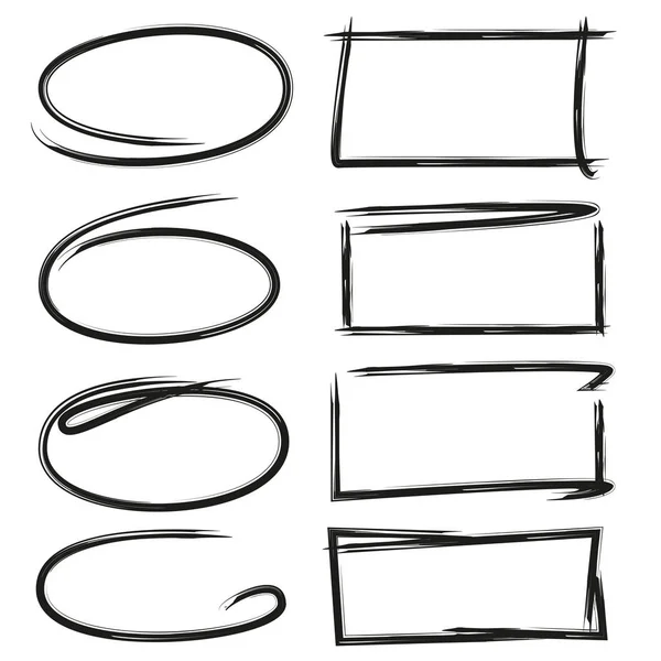Éléments Marqueurs Surligneur Ovale Rectangle — Image vectorielle