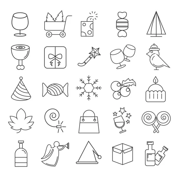 Conjunto Iconos Navidad Simplemente Vector Ilustración — Archivo Imágenes Vectoriales