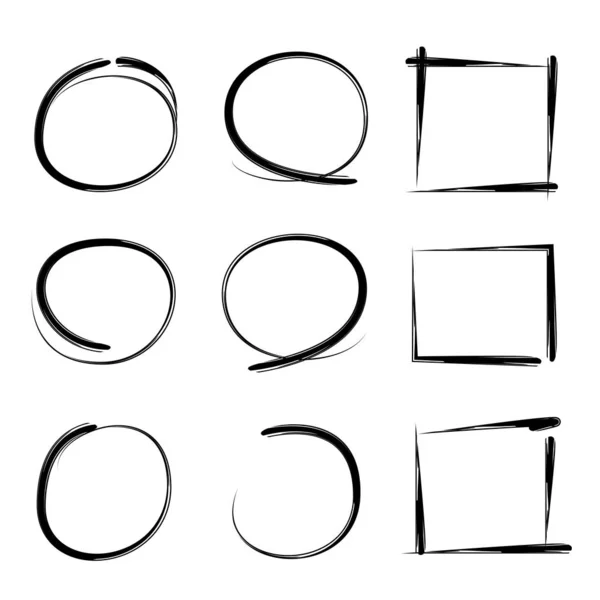 Éléments Marqueurs Cercle Rectangle Pour Marquer Mettre Évidence Texte — Image vectorielle