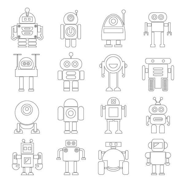 Vektör Illustration Modern Robotlar Simgeler — Stok Vektör