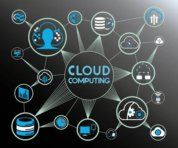 Ilustración Vectorial Concepto Cloud Computing — Vector de stock