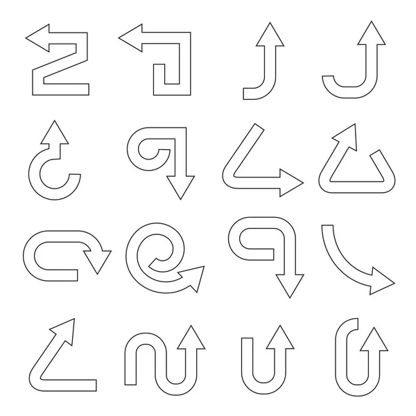 Illustration Vectorielle Ensemble Des Icônes Fléchées — Image vectorielle