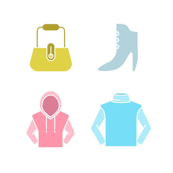 Cloth Shirt Fashion Garment Web Icons Set Vector Illustration — Stock Vector