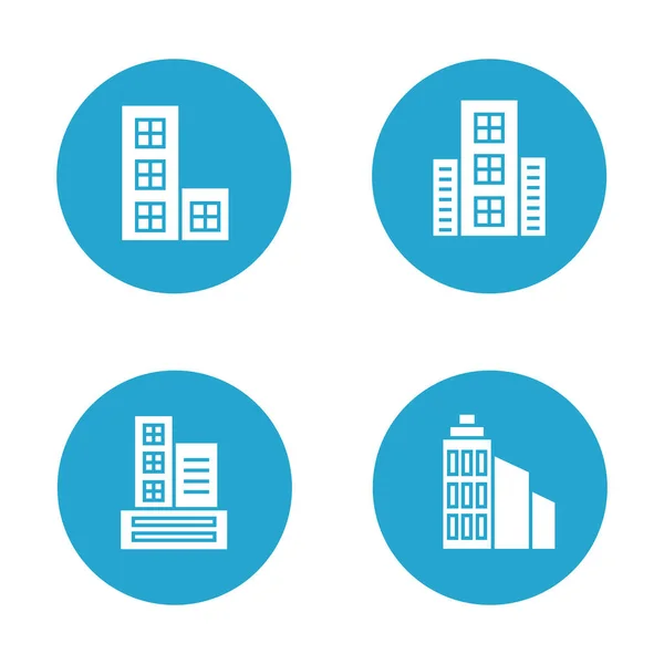 Vector Illustration Modern Buildings Icons — Stock Vector