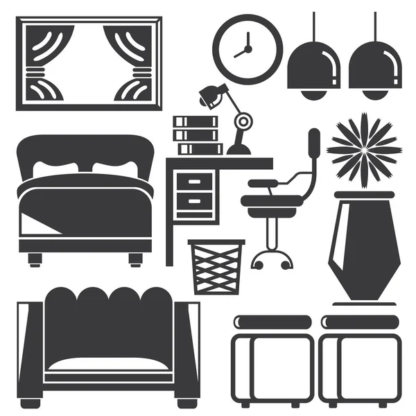 Einfache Vektor Icon Set Von Modernem Stil Wohnkultur — Stockvektor