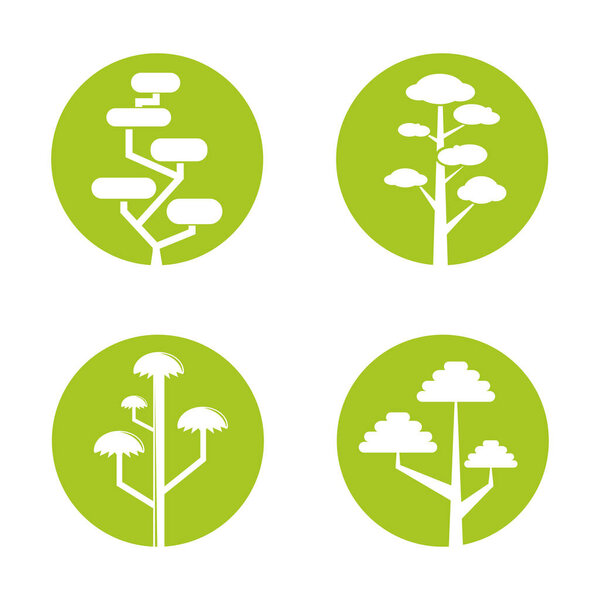 vector illustration of  trees, icons 