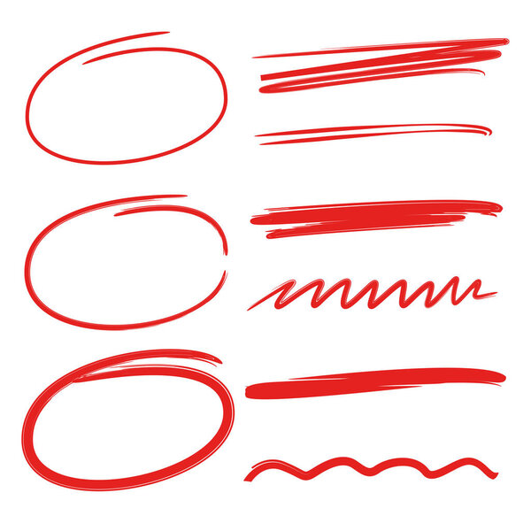 red hand drawn circle highlighter and underlines