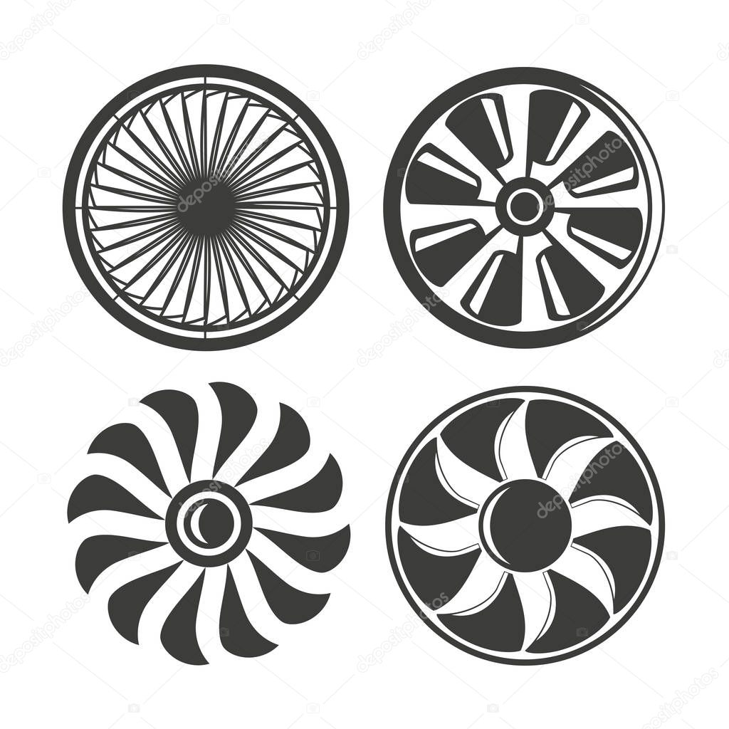 Vector illustration of turbine icons set