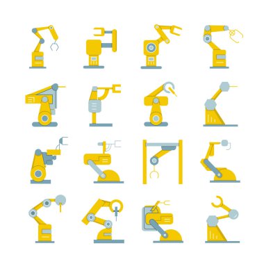 Robotik kol simgeleri, vektör illüstrasyon 