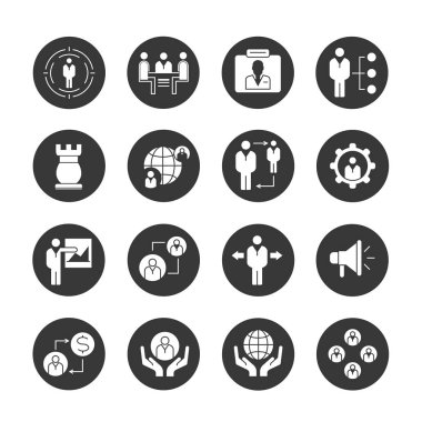 iş kavramı, vektör illüstrasyon. Simgeler ayarlandı