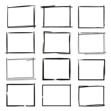 siyah grunge çerçeve kümesi