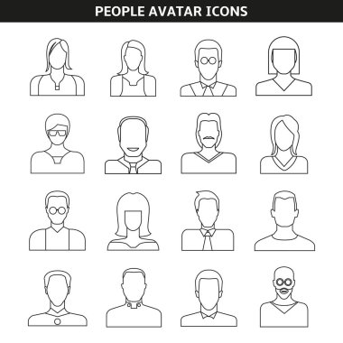 avatar seti, vektör illüstrasyon 