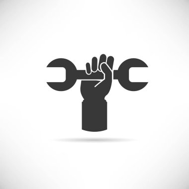 Web simgesi. Anahtarlı elin vektör çizimi 