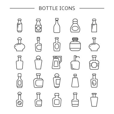şişe vektör Illustration, simgeler ayarlamak