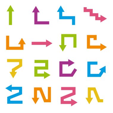 Ok simgelerinin vektör illüstrasyonu ayarlandı