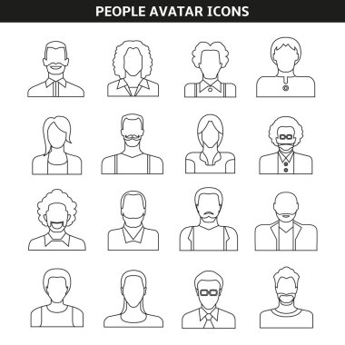 avatar seti, vektör illüstrasyon 